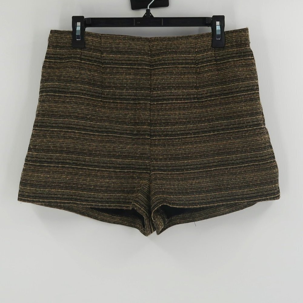 BCBGeneration Gold Black Sparkly High Waisted Shorts Size 10 NWT